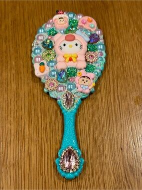 Teal Bejeweled Hello Kitty Hand Mirror